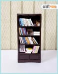 Miniature Wooden Bookshelf with Books Chocolate Color (More than 35 Books)